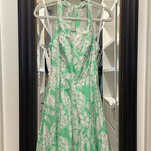 Lilly Pulitzer Floral Green and White Paisley Dress